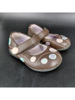 Jumping Beans Shoes Girls Size 5 Brown Mary Jane Flats Polka Dot Toddler